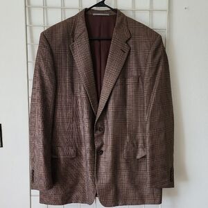 Hickey Freeman 46 Regular Men's Brown Plaid Blazer Madison